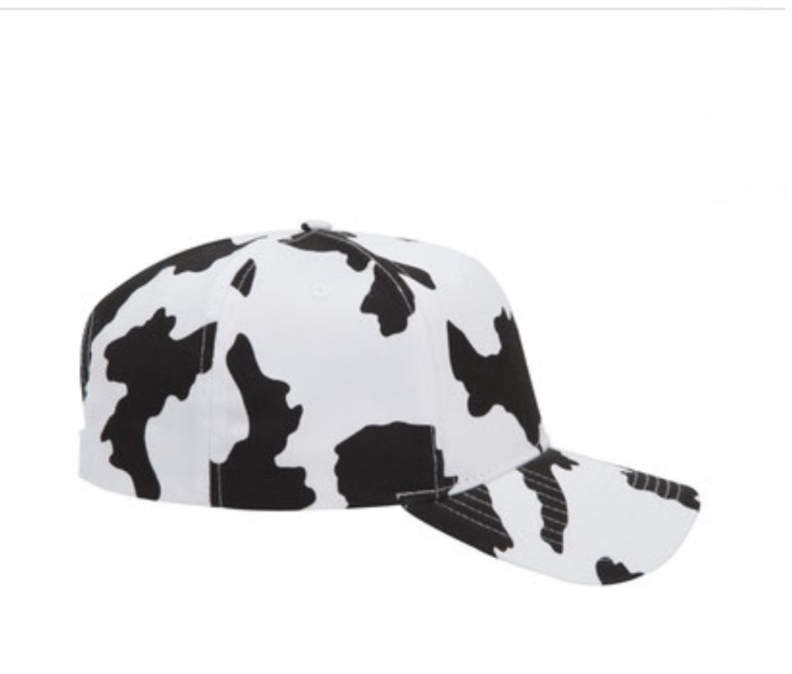 Cow print trucker hat women leather patch Highland cow