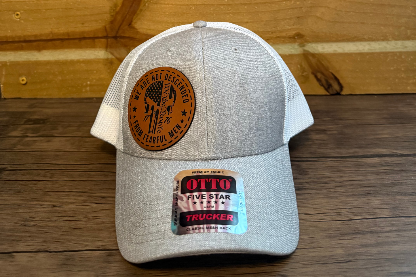 heather gray country graffiti trucker cap patriotic patch